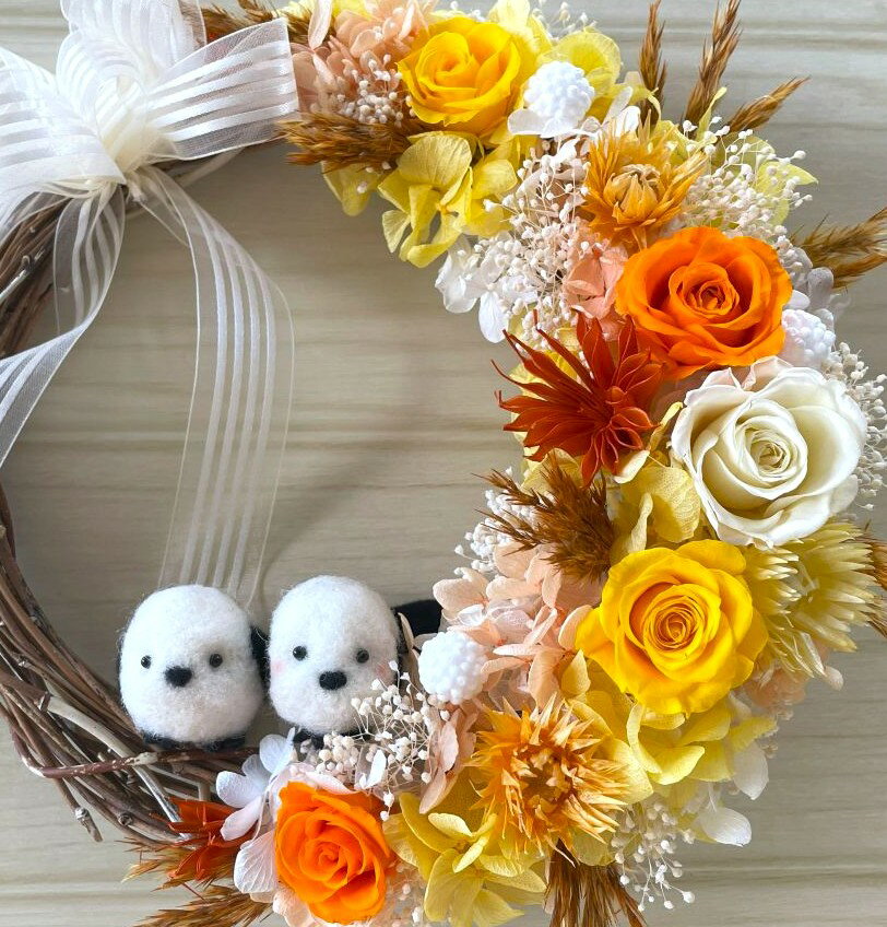 プリザーブドフラワーリース壁掛けフ...