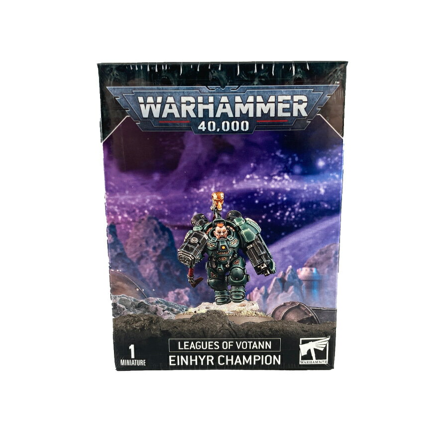 アインヒル・チャンピオン リーグオヴヴォータン EINHYR CHAMPION LEAGUES OF VOTANN WARHAMMER 40000 40k　ウォーハンマー リーグオヴヴォータン ゲーム「ウォーハンマー40,000」リーグ・オヴ・ヴォータンのHQユニットとなるマルチパーツプラスチック製シタデルミニチュア1体。ボックスセット「リーグ・オヴ・ヴォータン・アーミーセット」収録のミニチュアが単独キットとして登場。頭部、武器、装備などのマルチオプションも収録。アインヒル・ハースガードやクトーニアン・ベセルクなどのエリートユニットとの相性抜群。 6