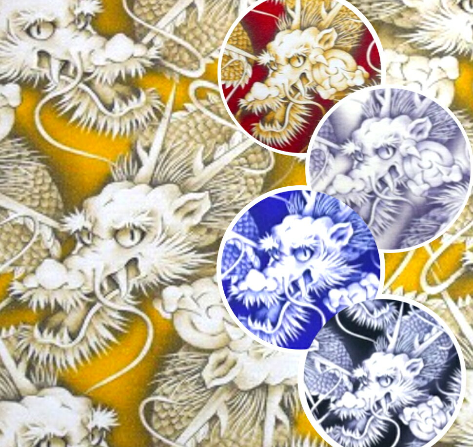 【50cm単位】シーチング NEWカラー登場 日本の美 「龍の舞」 和柄 コットン100％ /生地/布/綿/デジタルプリント/リュウ/手作り/バッグ/服/100