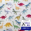 50cm単位 シーチング 「繊細な恐竜さん♪」 コットン100% 生地 恐竜柄 マスク 手作り ハンドメイド 子供 大人 小物 ワンピース デジタルプリント 入...
