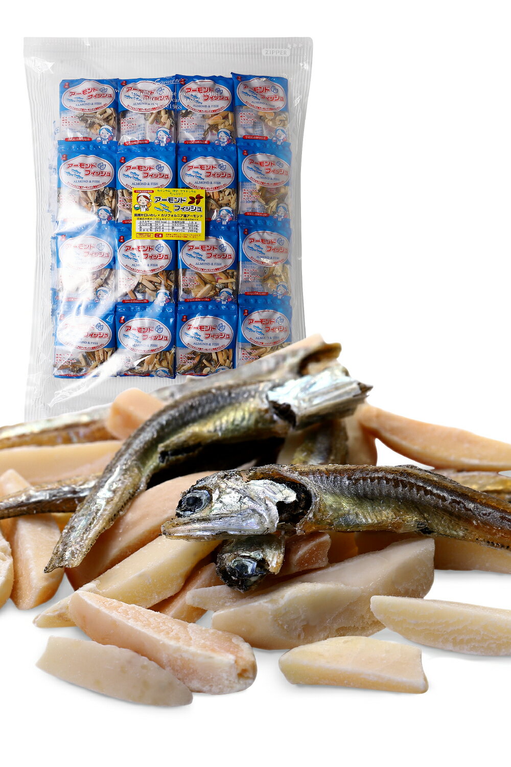 小袋アーモンドフィッシュ 100袋 600g 業務用お徳用チャーム おやつ　国産小魚いわし使用 学校給食使用原料　宅配便送料無料 沖縄・離島は除く 小分け おつまみ 駄菓子 アーモンド小魚 お得用