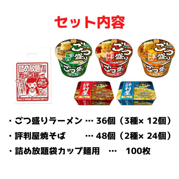 ごつ盛りラーメン＆評判屋焼そば 詰め放題キット 1セット約21名分【送料無料 ごつ盛り 評判屋 ラーメン カップ麺 カップ焼きそば 販促品 プレゼント イベント 景品 集客 配布 つめほうだい つかみどり つかみ取り 詰合せ 詰め合わせ ギフト ノベルティ 粗品 まとめ買い】 tsumehoudai-10001063 詰め放題ショップ サンプル画像3
