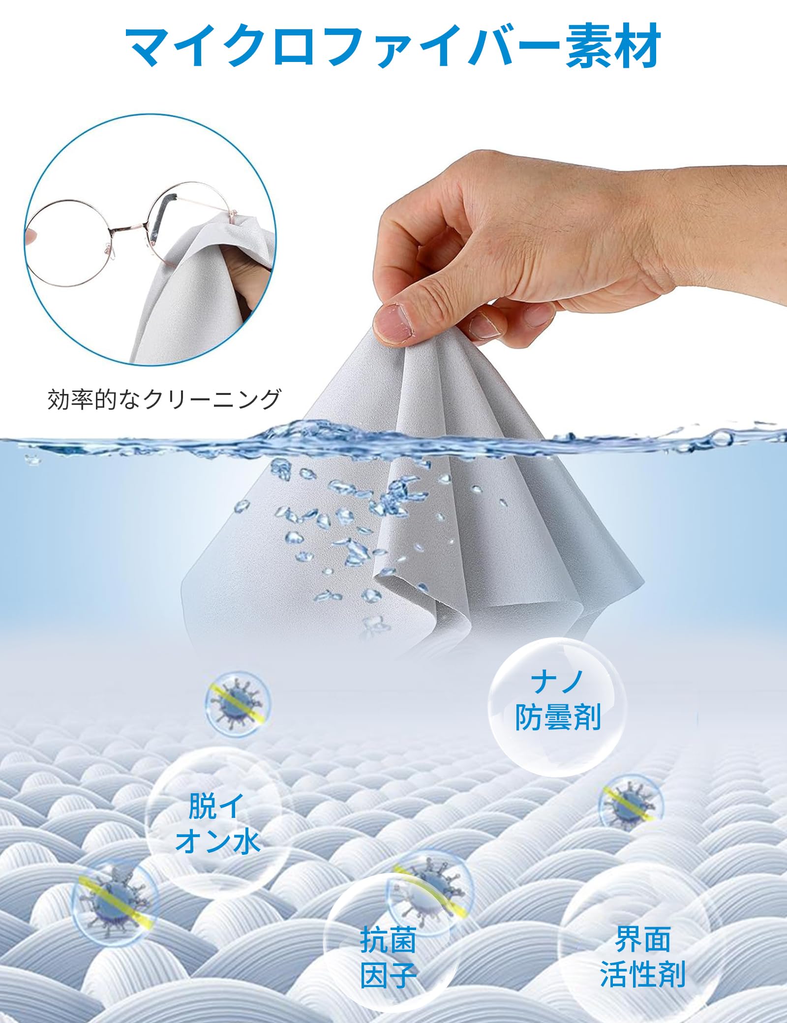 【3枚セット】メガネくもり止め クロス クリーニングクロス 曇らない メガネ拭き レンズクロス マイクロファイバー 24時間効果持続 クロス 曇り防止 曇り止め 鏡 くり返し 拭くだけ メール便送料無料