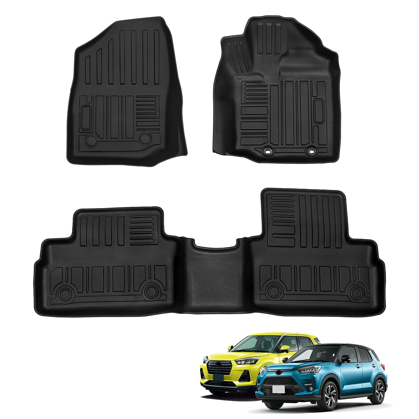 新型 ライズ/ダイハツ ロッキー フロアマット 車種専用設計 RAIZE A200A/210A 専用 立体 3D TPE素材 カーマット 滑り防止 耐汚れ 取付簡単 カー用品 立体構造 耐摩擦 防水マット カスタムパーツ インテリア 保護パーツ 3pセット (ライズ/ロッキー-フロアマット)