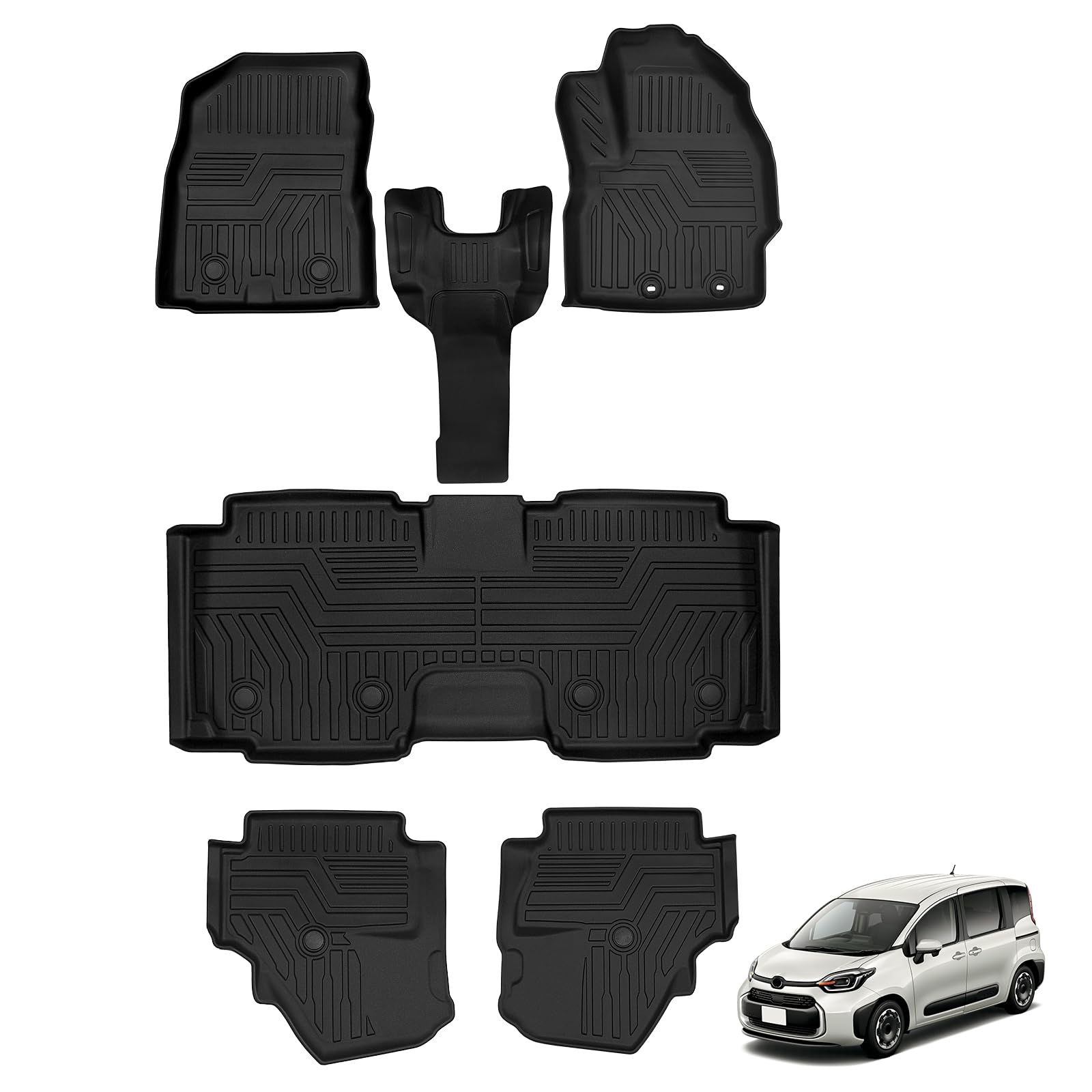 新型 シエンタ 10系 フロアマット 車種専用設計 7人乗 SIENTA10系 専用 立体 3D TPE素材 カーマット 滑り防止 耐汚れ 取付簡単 カー用品 立体構造 耐摩擦 防水マット カスタムパーツ インテリア 保護パーツ 6pセット (トヨタ シエンタ 7人乗り-フロアマット)