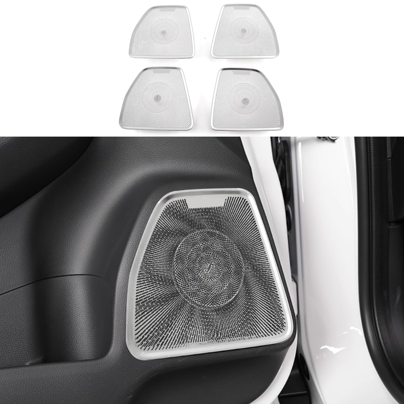 ホンダ 新型 ヴェゼル RV系 専用ステンレス フロント リア スピーカー リング ガーニッシュ?HONDA VEZEL 専用設計内装 パーツ アクセサリー304ステンレス4枚【シルバー】