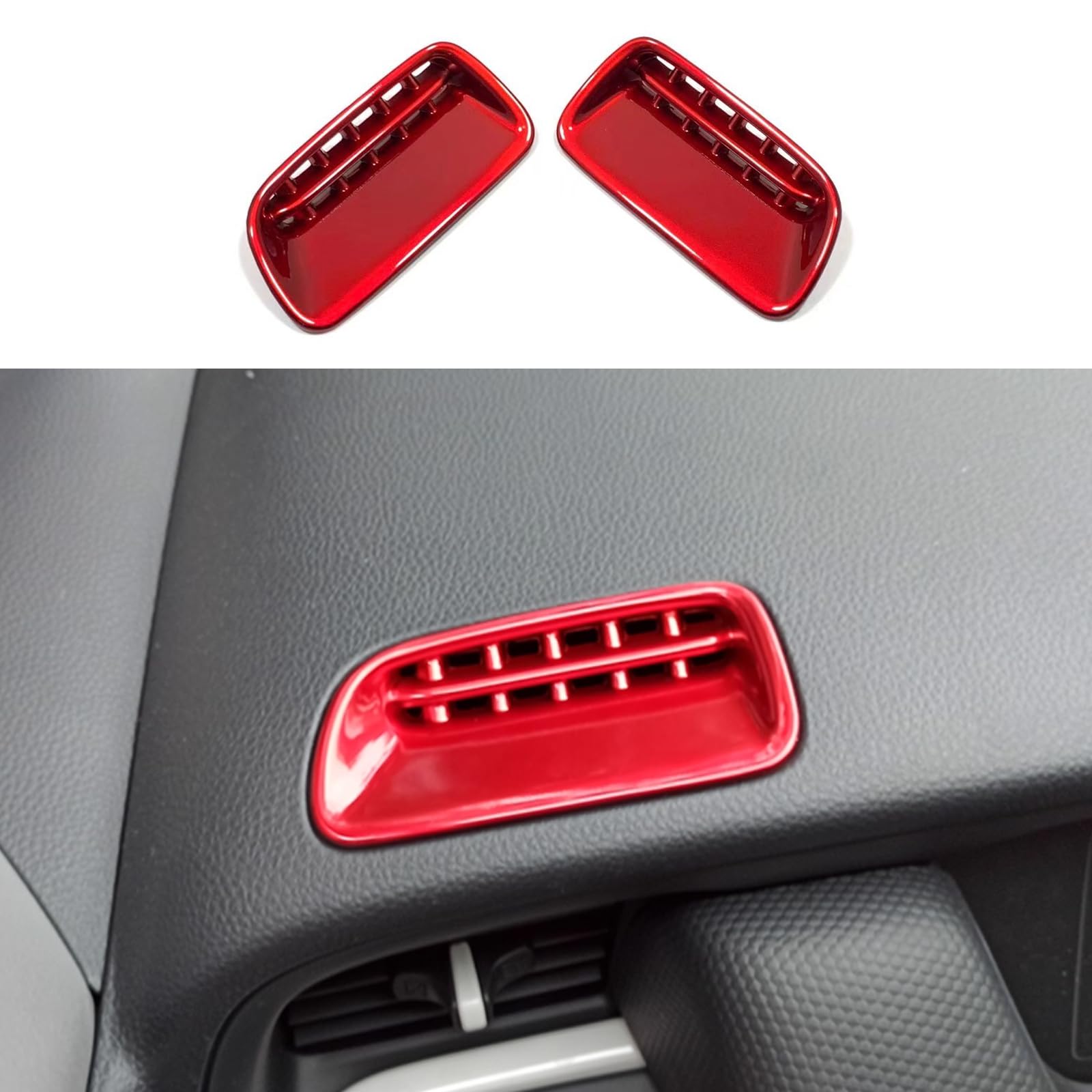ホンダ 新型 フィット 4代目 GR系 専用前上部 エアコン リング ガーニッシュ 吹き出し口 パネル Honda Fit 専用設計内装 パーツ アクセサリーABS2枚【レッド】