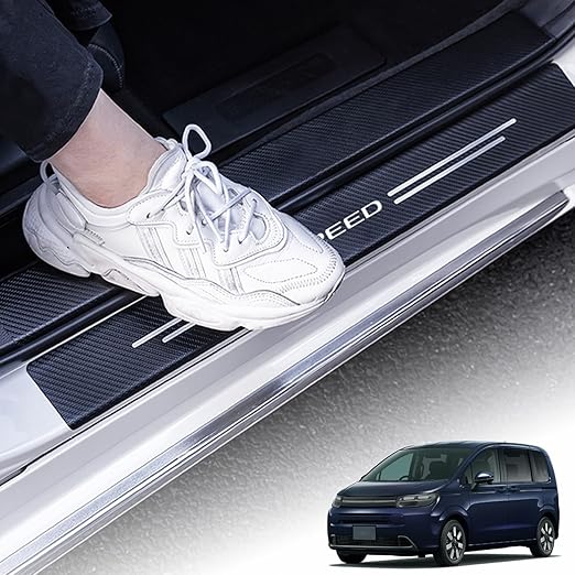 ホンダ 新型 フリード FREED GT系 2024年6月～現行 車種専用設計 サイドステップガード スカッフプレート 保護ステッカー 内装パーツ アクセサリー ドアガードステッカー レザー素材 水防止 傷防止 汚れ防止 粘着力強い 取付簡単 4枚セット(2)