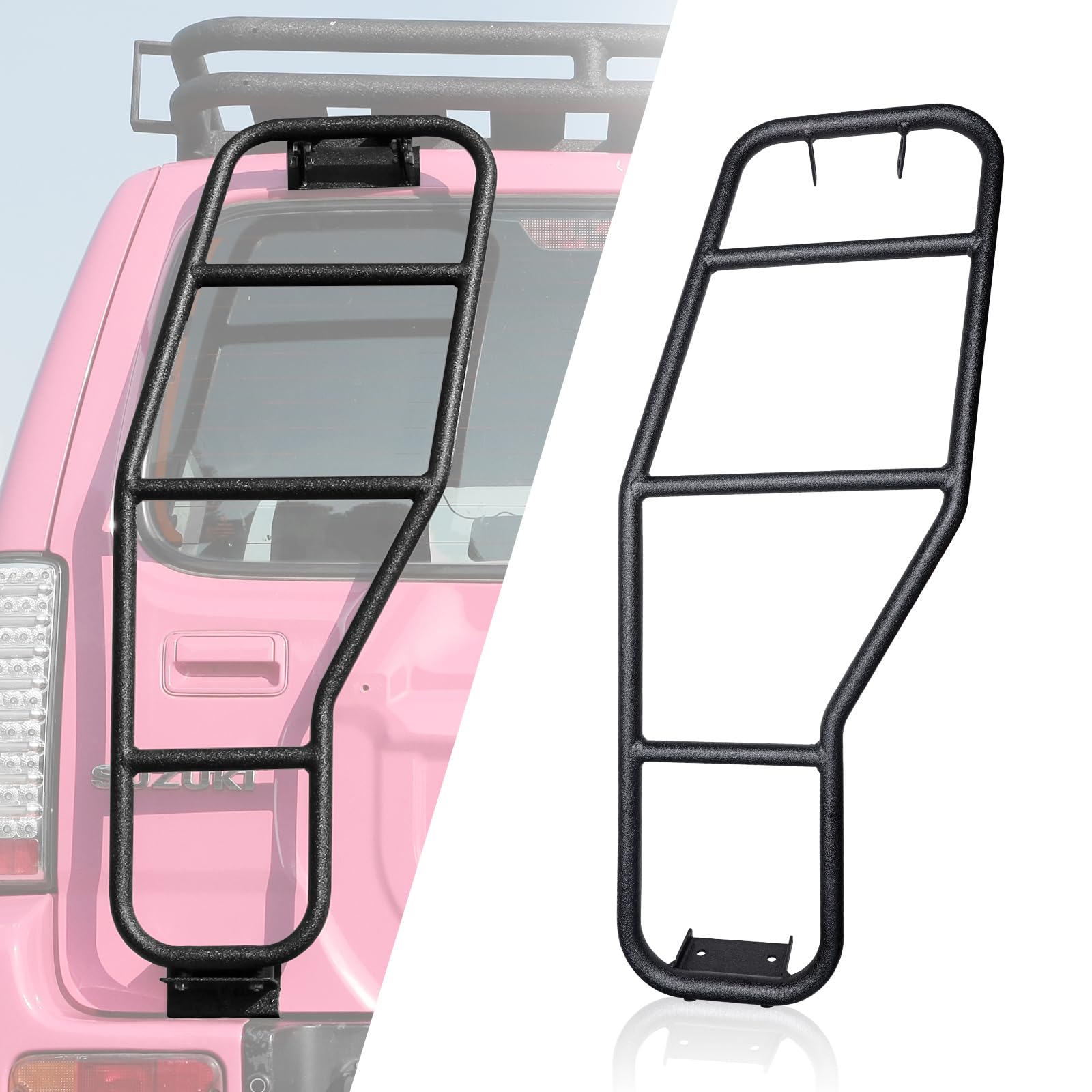 ジムニー JB23 / JB43専用 リアラダー 一体型 円形ラダー 鉄製 取付簡単 穴あけ不要 登りやすい ルーフ作業?戸外活動向け