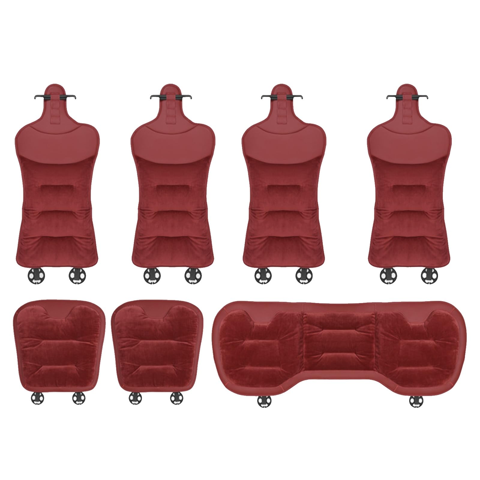 カーシートカバー に適合する スバル フォレスターSL系 SK系 SJ系 SH系 シートクッション フランネル素材 暖かい 車用クッション 通気性シートカバー 汚れ防止 前後座 7枚 車 座布団 簡単取付(レッド)