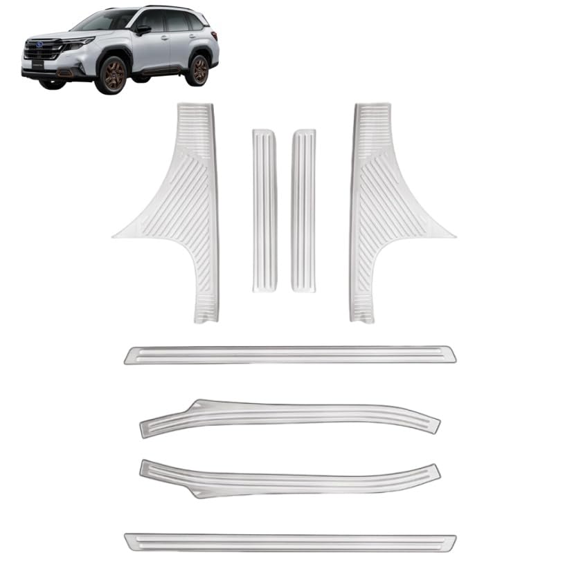 「フォレスター Forester SL系 2025年4月ー」に対応 スバル専用 サイドステップカバードア敷居カバーパネルガード ガーニッシュ キズ防止 プロテクター 汚れ防止 保護パーツ ガーニッシュ アクセサリー (シルバー セット)