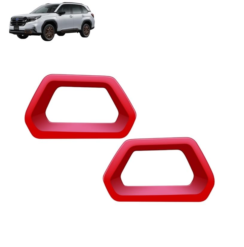 「フォレスター Forester SL系 2025年4月ー」に対応 フロント リア フォグランプ モール パネル セット 前側 後側 フォグライト フレーム 外装アクセサリー パーツ ABS樹脂製 スバル対応品 (レッド 前側)