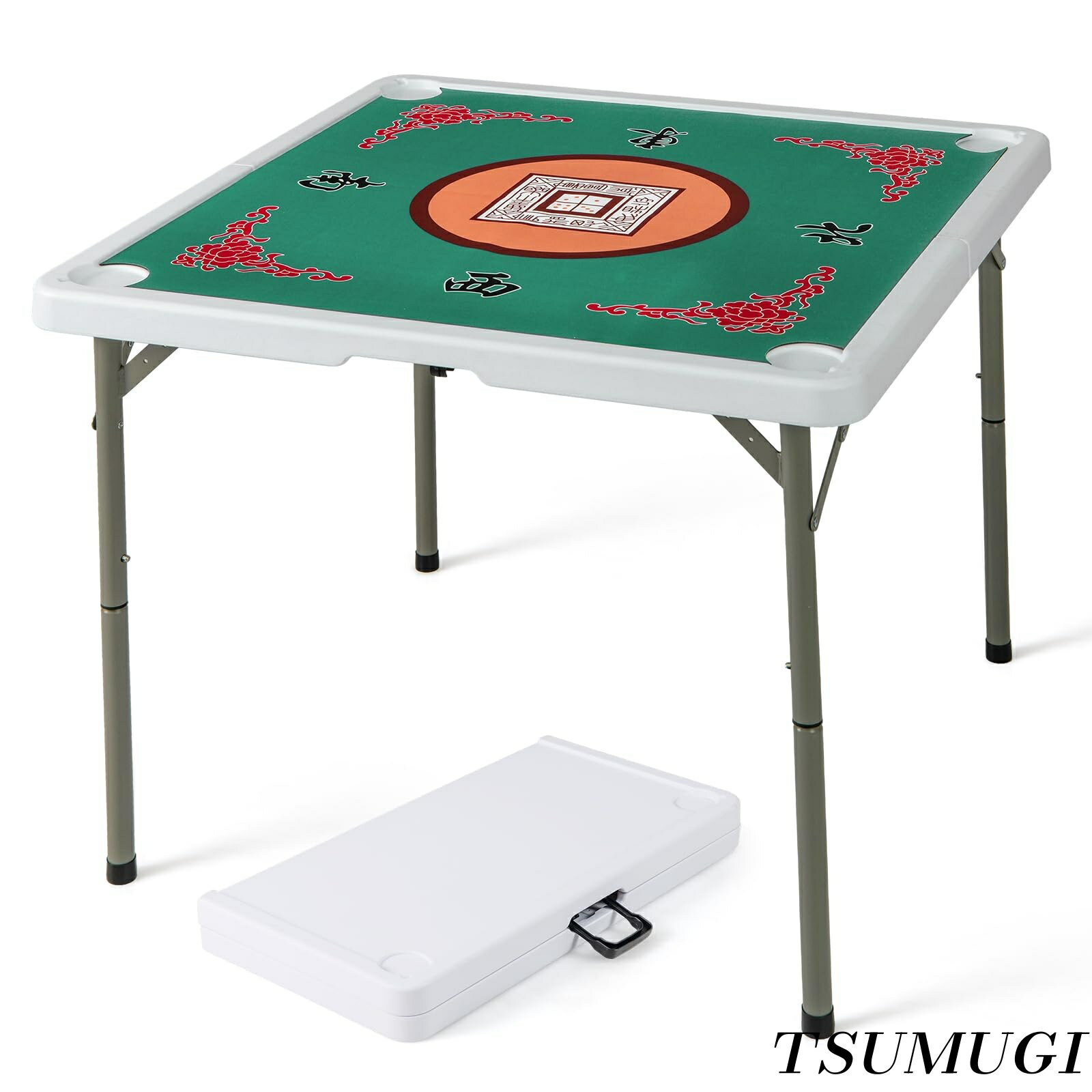 【まとめ買いで最大500円OFFクーポン!】【送料無料】折り畳み 麻雀台 雀卓 高さ調節可能 幅90x奥行90x高さ74cm 小型軽量11KG マージャンテーブル じゃんたく ハニカム構造 カップホルダー付き 室内 ガーデン ピクニック 畳 高齢者 家庭用 麻雀クラブ 麻雀教室 老人ホーム (グ