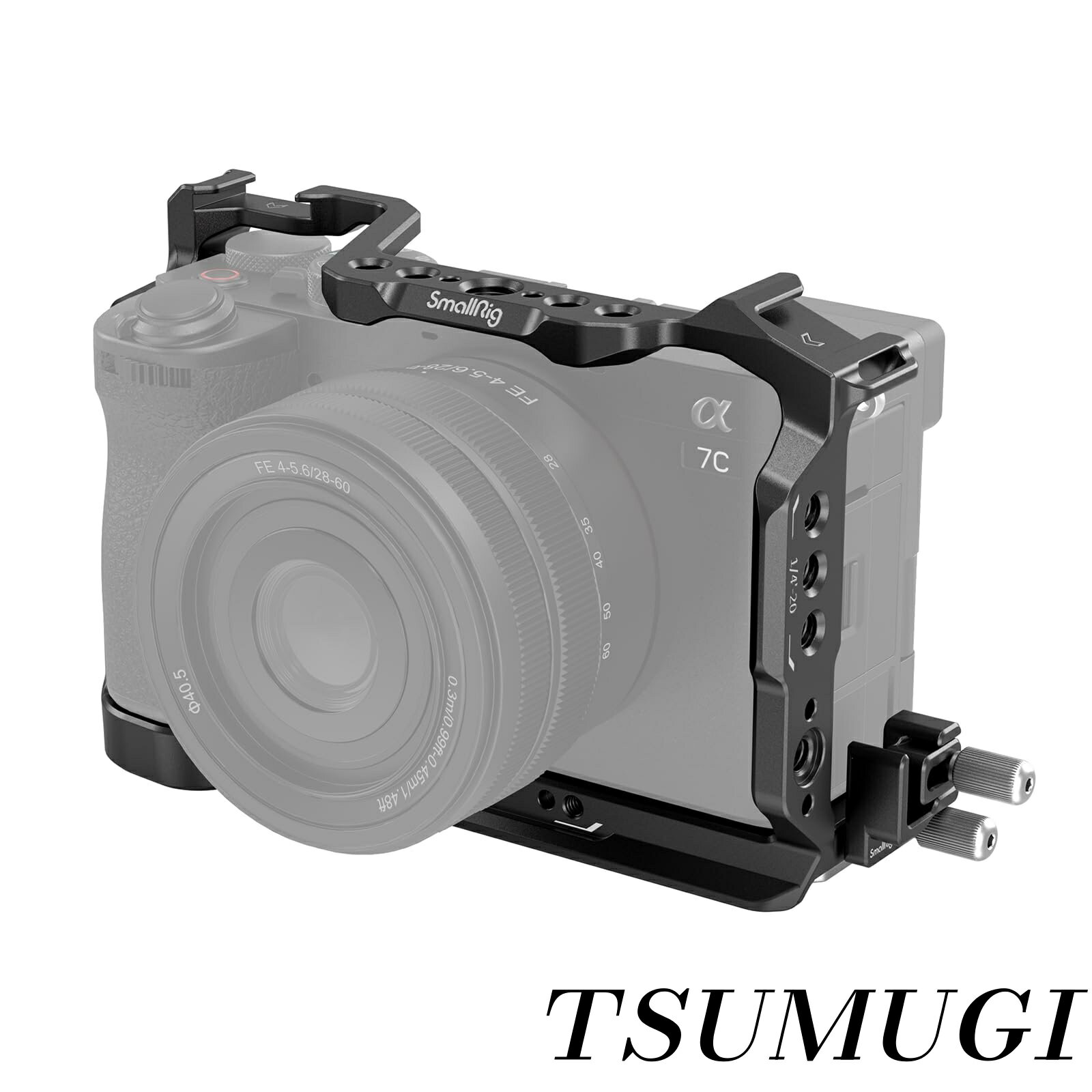 【まとめ買いで最大500円OFFクーポン!】【送料無料】Sony対応 Alpha 7C II/Alpha 7CR対応 アルカクイックリリースプレート内蔵 拡張性 底部1/4”-20とM2.5ネジで固定 ビデオカメラケージ 4422