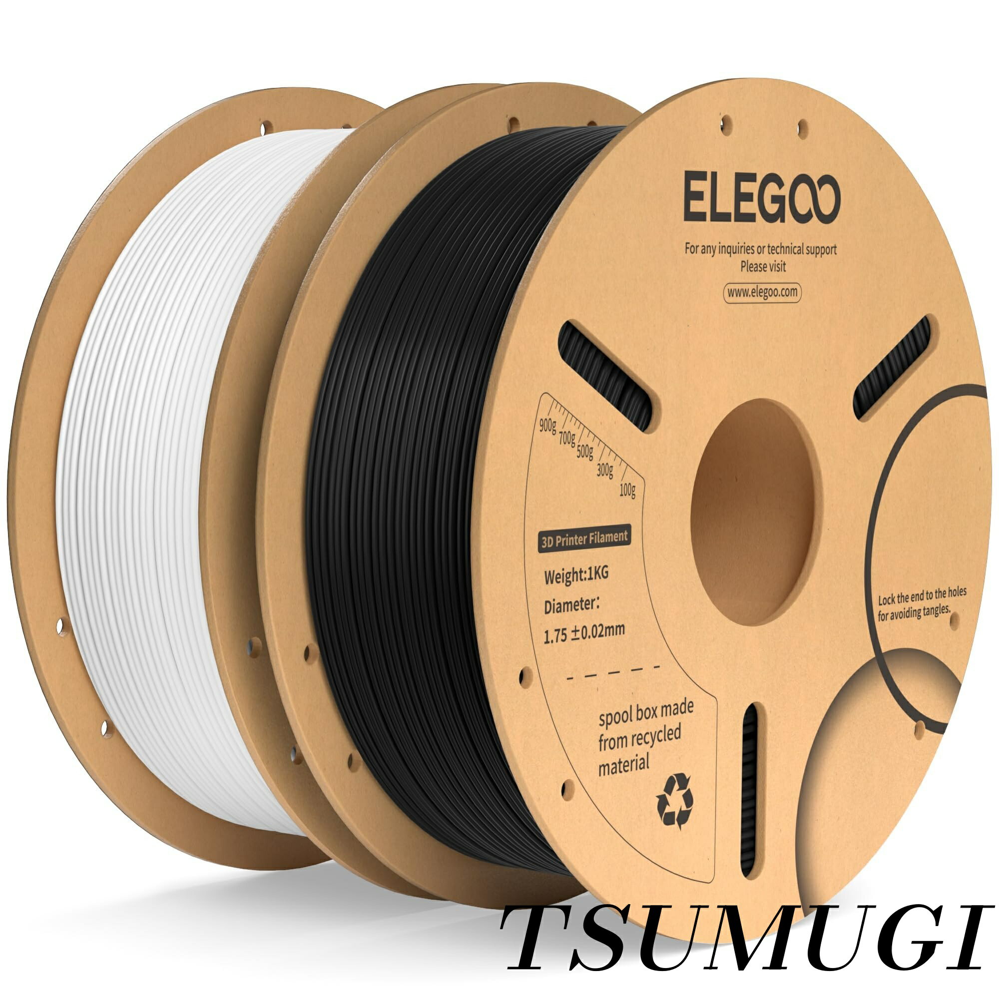 【新品のPLA+フィラメント】アメリカ Natureworks 4032Dのエコ原料を使用し、反りと収縮が少なく、優れた印刷適性、高強度、良好な延性、および印刷時の無臭が特徴とするフィラメントです。【靭性&amp;高衝撃強度】靭性と引張強度を強化したELEGOO PLA+は、通常のPLAよりも衝撃強度が高く、脆さや変形が少ないのが特徴です。 一方、冷却効果が向上すると、オーバーハング印刷効果が向上し、吊り下げられたモデルの印刷の成功率がより高くなります。【光沢のある表面と優れた層接着】正確な堆積と強力な層結合により、層の剥離の問題がなく、より滑らかな表面仕上げが実現します。 低い印刷温度と安定した熱成形寸法により、優れた印刷品質で印刷することを非常に容易にします。【絡みにくい＆きれいに巻ける】二次サブ巻き上げによる完全機械巻と厳格な手作業により、ラインがリールにきれいに配置され、交差ターンや絡みの発生を効果的に減らし、スナップやラインの破損を回避します。 より環境に配慮し、当社のPLA+はプラスチックスプールよりも早く劣化する段ボールスプールを採用しています。 また、フィラメントの残量を確認するための穴が3つあり、タイムリーに交換することができます。【寸法精度と一貫性】厳しい公差と完璧な寸法精度により、寸法精度±0.02mmの1.75mm PLA+ フィラメントは、スムーズで一貫した供給と押出機内の最適なフローを保証します。【目詰まりなし・気泡なし】梱包前に完全乾燥させ、バッグ内に入れて真空密封し、フィラメントを湿気やほこりから保護し、目詰まりや気泡がありません。 市場のほとんどの 1.75mm 3D プリンターと完全に互換性があります。【新品のPLA+フィラメント】アメリカ Natureworks 4032Dのエコ原料を使用し、反りと収縮が少なく、優れた印刷適性、高強度、良好な延性、および印刷時の無臭が特徴とするフィラメントです。 【靭性&amp;高衝撃強度】靭性と引張強度を強化したELEGOO PLA+は、通常のPLAよりも衝撃強度が高く、脆さや変形が少ないのが特徴です。 一方、冷却効果が向上すると、オーバーハング印刷効果が向上し、吊り下げられたモデルの印刷の成功率がより高くなります。 【光沢のある表面と優れた層接着】正確な堆積と強力な層結合により、層の剥離の問題がなく、より滑らかな表面仕上げが実現します。 低い印刷温度と安定した熱成形寸法により、優れた印刷品質で印刷することを非常に容易にします。 【絡みにくい＆きれいに巻ける】二次サブ巻き上げによる完全機械巻と厳格な手作業により、ラインがリールにきれいに配置され、交差ターンや絡みの発生を効果的に減らし、スナップやラインの破損を回避します。 より環境に配慮し、当社のPLA+はプラスチックスプールよりも早く劣化する段ボールスプールを採用しています。 また、フィラメントの残量を確認するための穴が3つあり、タイムリーに交換することができます。 【寸法精度と一貫性】厳しい公差と完璧な寸法精度により、寸法精度±0.02mmの1.75mm PLA+ フィラメントは、スムーズで一貫した供給と押出機内の最適なフローを保証します。 【目詰まりなし・気泡なし】梱包前に完全乾燥させ、バッグ内に入れて真空密封し、フィラメントを湿気やほこりから保護し、目詰まりや気泡がありません。 市場のほとんどの 1.75mm 3D プリンターと完全に互換性があります。