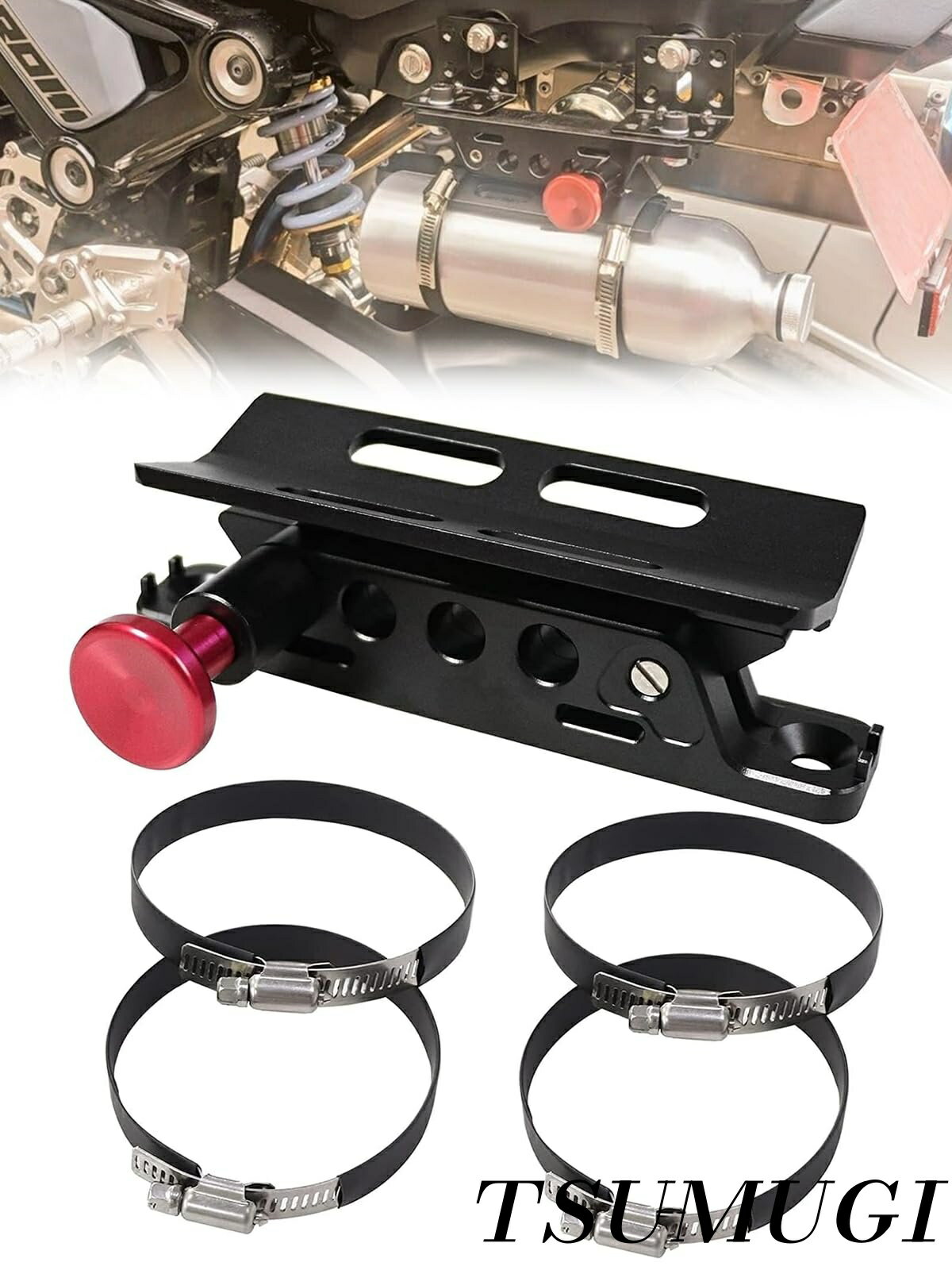 【まとめ買いで最大500円OFFクーポン!】【送料無料】アルミニウム合金製 消火器ホルダー 4つのクランプ..