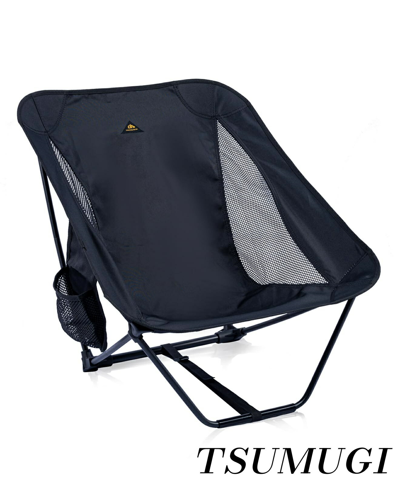 【まとめ買いで最大500円OFFクーポン!】【送料無料】グランドチェア ロータイプ椅子 0.86kg超軽量 組立簡単 折りたたみ コンパクト 収納バッグ付き 携帯便利 耐荷重120kg（Black）