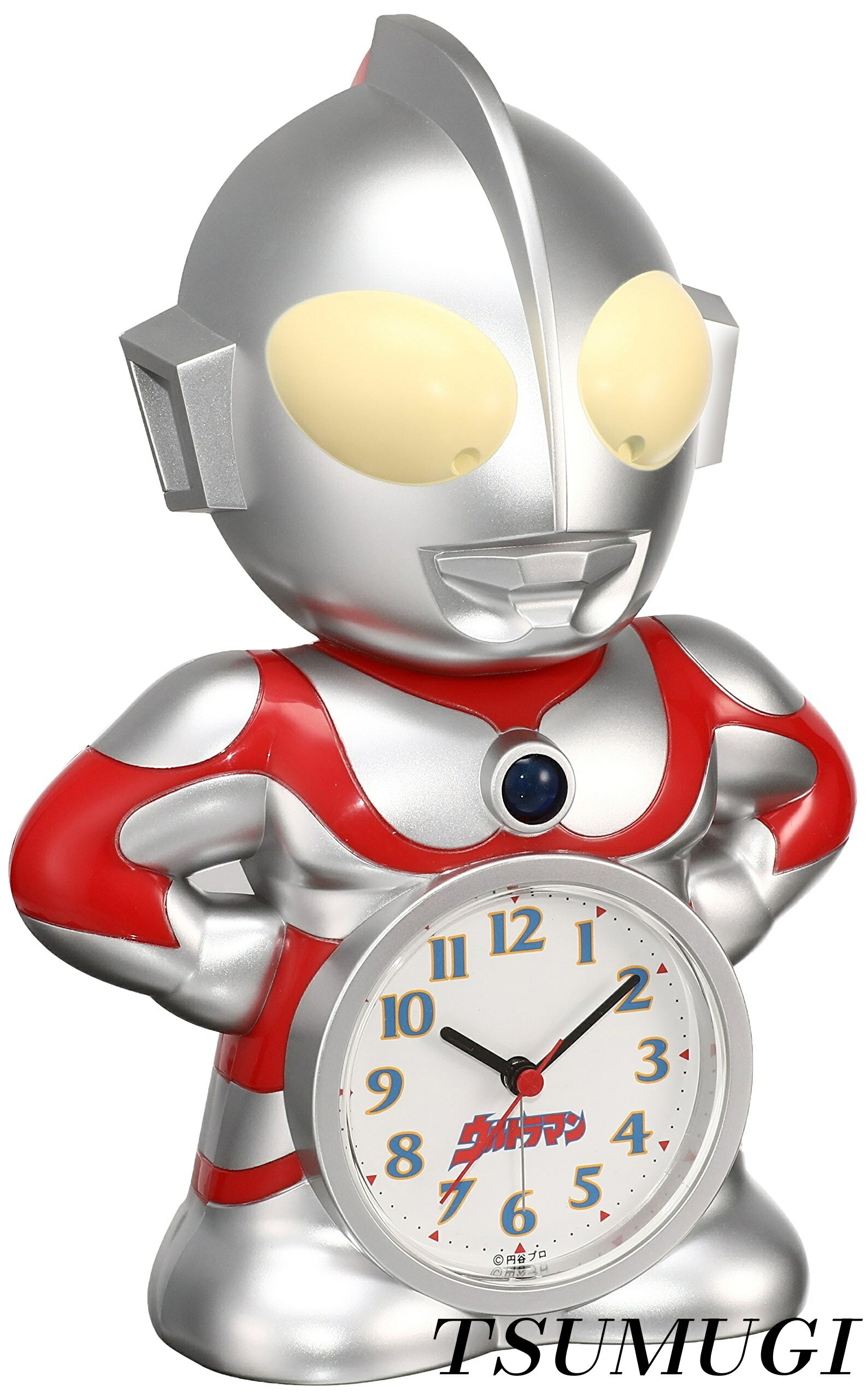 【まとめ買いで最大500円OFFクーポン!】【送料無料】クロック 目覚まし時計 ウルトラマン キャラクター型 おしゃべり アラーム アナログ JF336A SEIKO シルバー 23.7×16.7×12cm