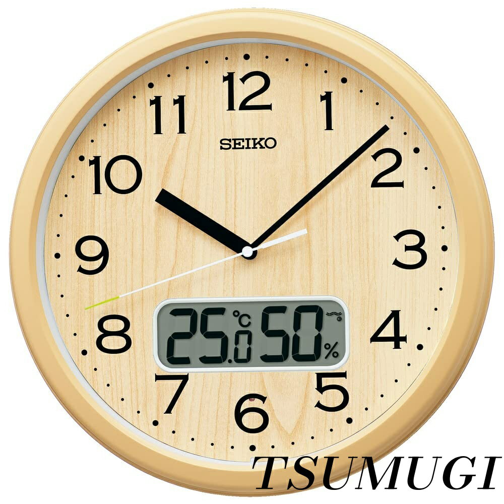 乐天商城 - 【まとめ買いで最大500円OFFクーポン!】【送料無料】Clock) 掛け時計 電波 アナログ 温度 湿度 薄茶 直径311×51mm KX273B