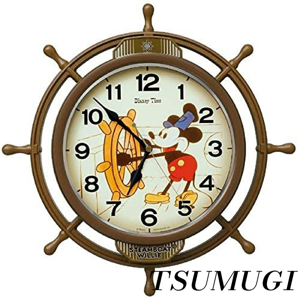 乐天商城 - 【まとめ買いで最大500円OFFクーポン!】【送料無料】Clock) 掛け時計 キャラクター ディズニーミッキーマウス 電波 アナログ 飾り振り子 茶 本体サイズ:39.6×39.6×6.1cm FW583A
