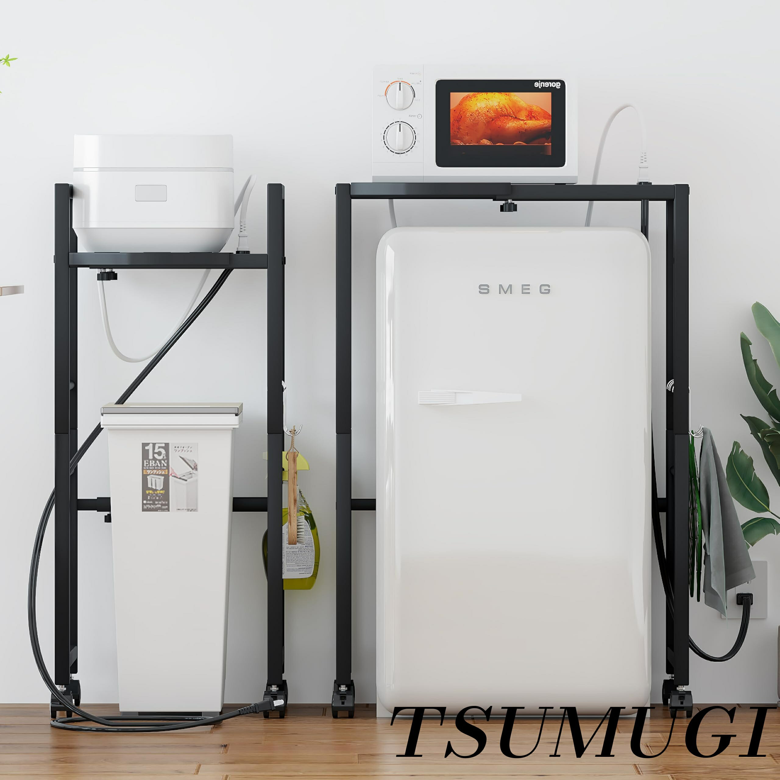 【まとめ買いで最大500円OFFクーポン!】【送料無料】ゴミ箱上ラック 幅40-60奥行34高さ90cm 多機能 幅..