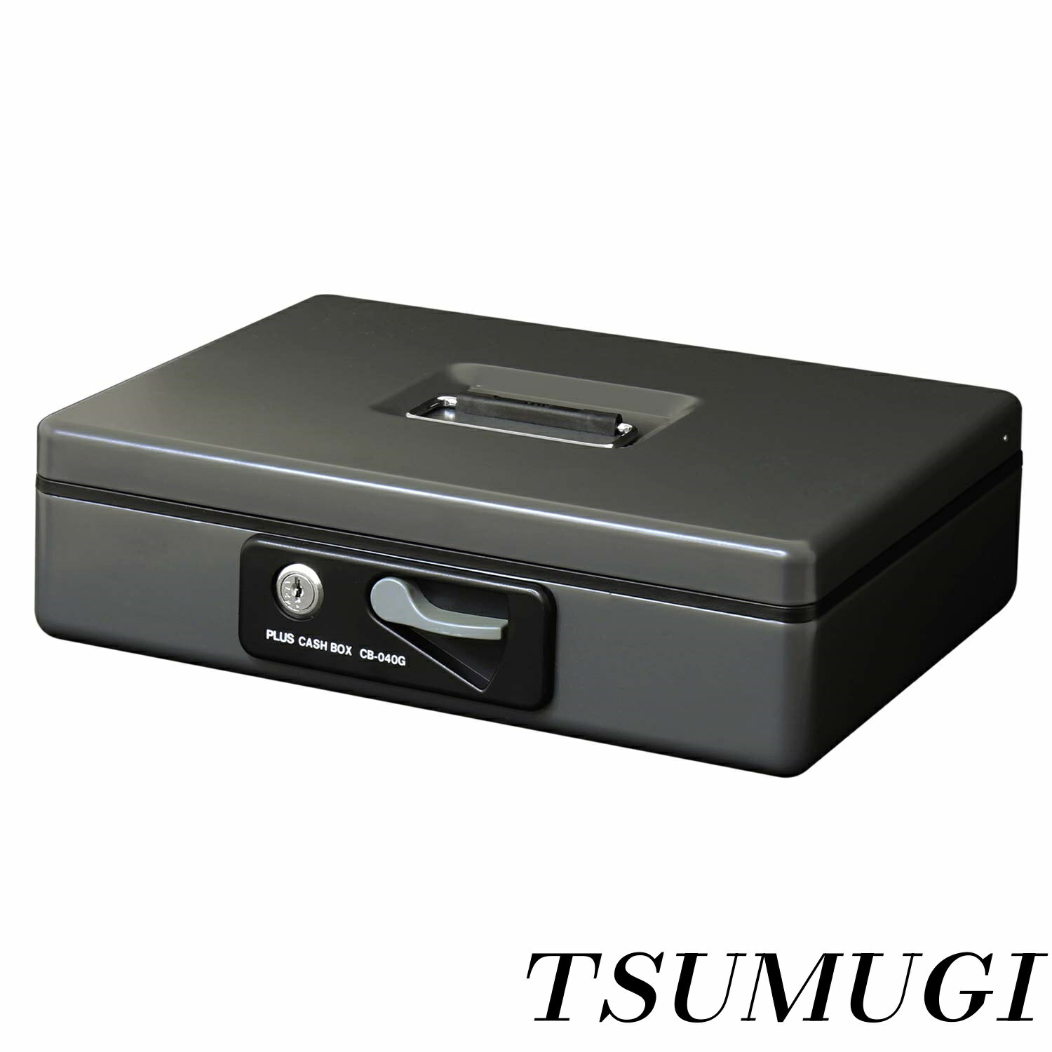 【まとめ買いで最大500円OFFクーポン!】【送料無料】金庫 手提金庫 小型 W300×D240×80mm ダークグレー 13-126