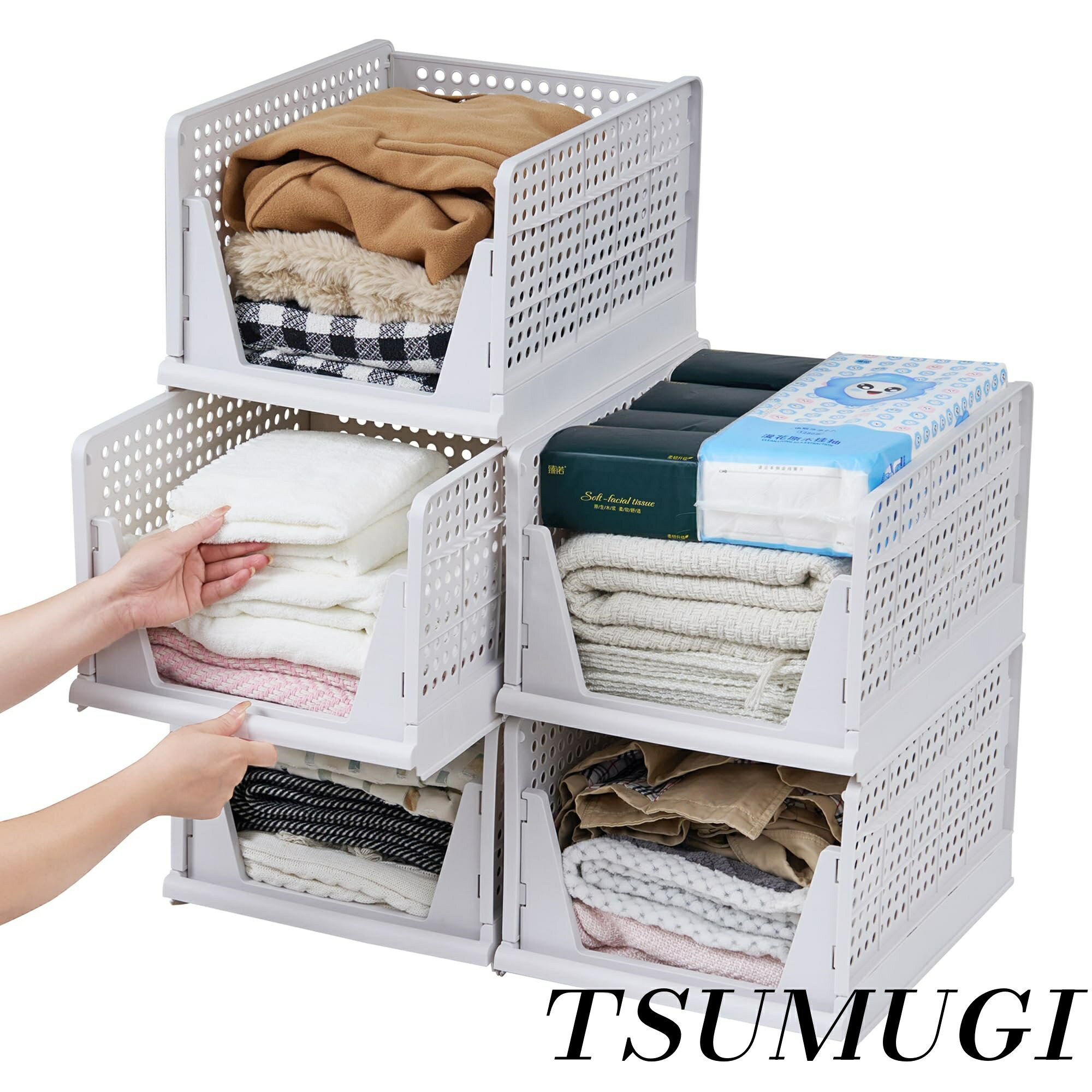 樂天商城 - 【まとめ買いで最大500円OFFクーポン!】【送料無料】衣装収納ケース 引き出し 幅33×奥行43×高さ25cm 5段 押し入れ収納ケース 折り畳み クローゼット 収納ボックス 積み重ね可能 衣類収納ボックス (XL-5個)