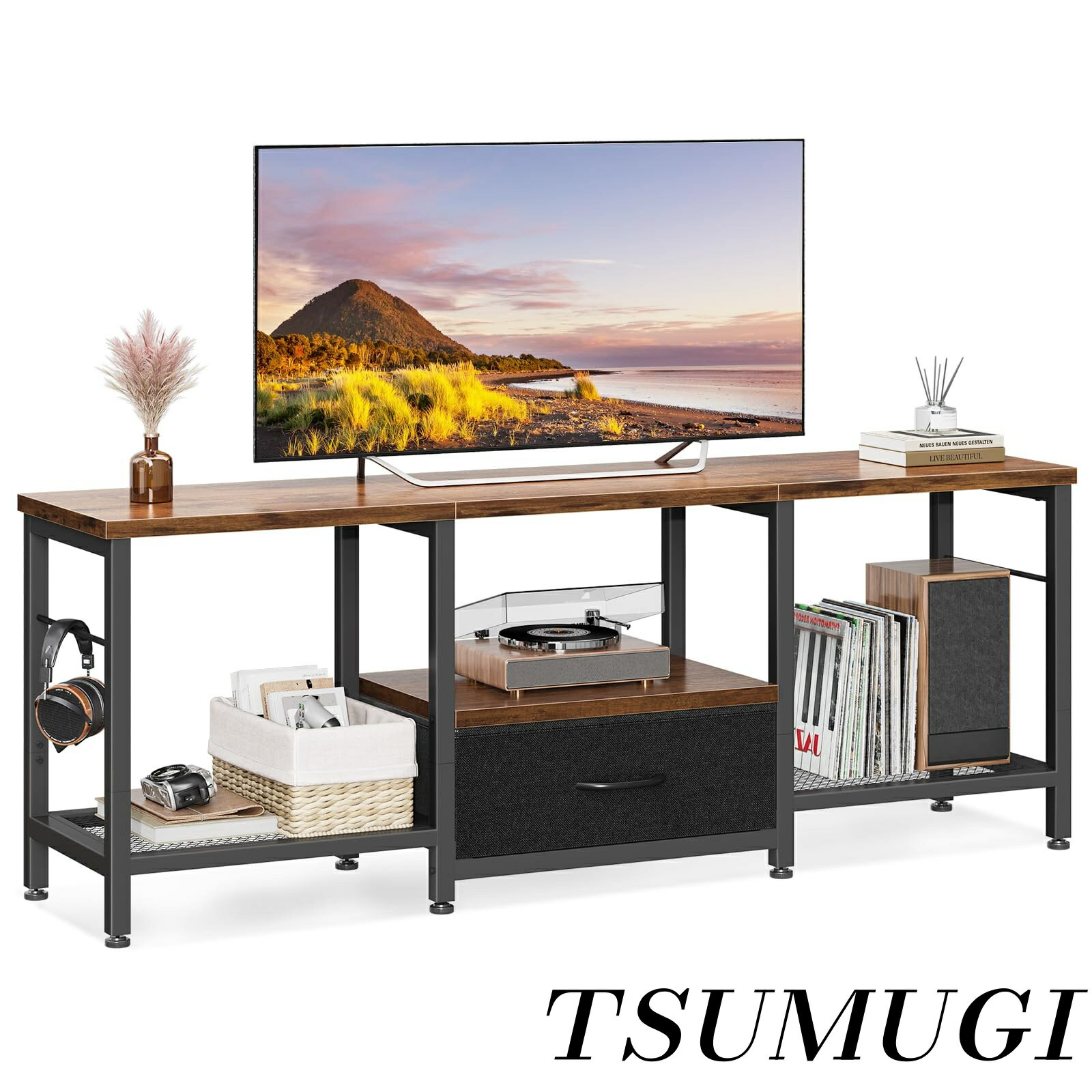 乐天商城 - 【まとめ買いで最大500円OFFクーポン!】【送料無料】テレビ台 47型対応 ローボード 幅120×奥行29×高さ50cm 簡単組立 耐荷重40kg 引き出し付き 脚付き (ビンテージ)