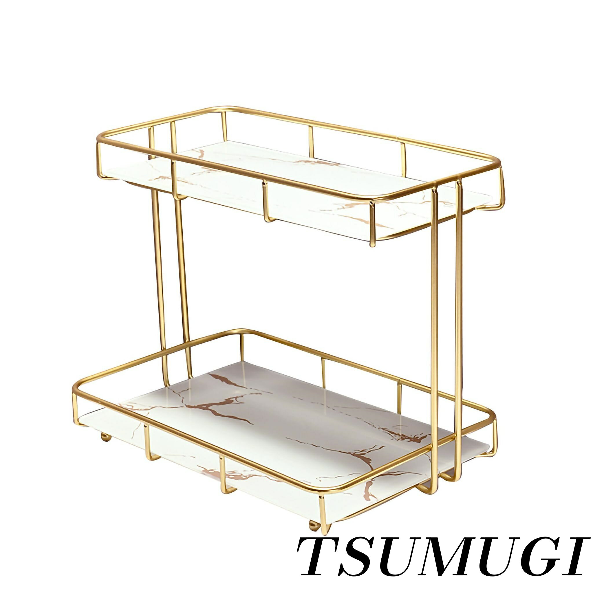 【まとめ買いで最大500円OFFクーポン!】【送料無料】コスメ収納トレイ 化粧品 収納棚 大理石調トレイ 小物収納 ドレッサー 洗面台 (ホワイト)