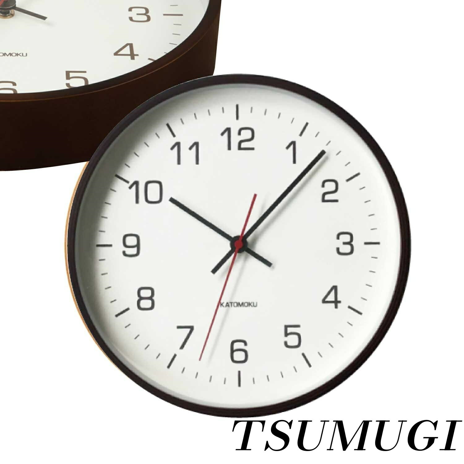 �ڤޤȤ��㤤�Ǻ���500��OFF�����ݥ�!�ۡ�����̵����plywood clock 4 �֥饦�� km-44BR �ݤ����� Ϣ³�ÿ� ľ��25.2cm (������...