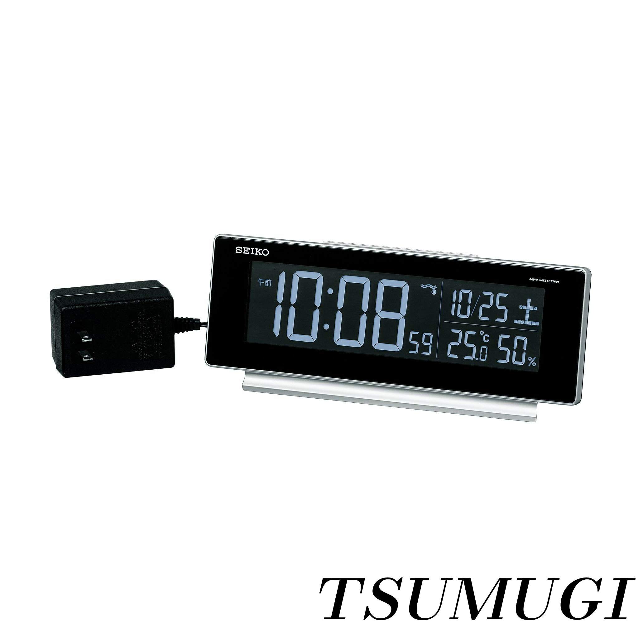 【まとめ買いで最大500円OFFクーポン!】【送料無料】Clock) 目覚まし時計 電波 デジタル 交流式 カラー液晶 シリーズC3 銀色 メタリック DL207S SEIKO