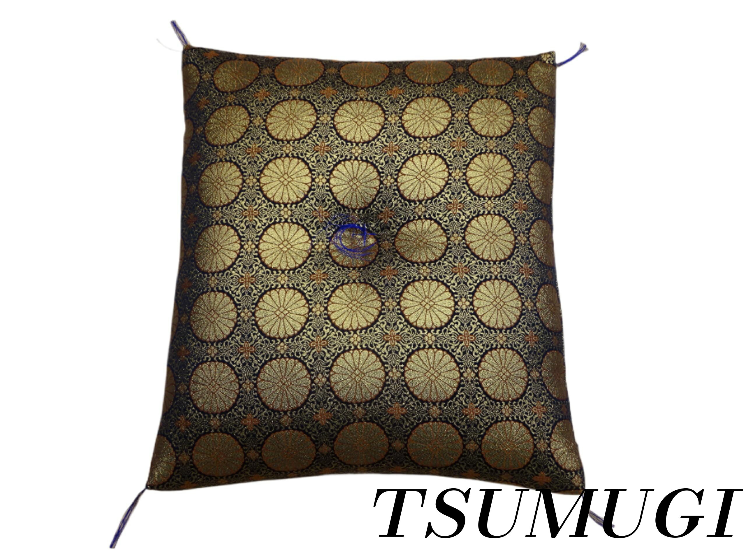 【まとめ買いで最大500円OFFクーポン!】【送料無料】八反判 59x63cm 菊柄 日本製 手作り 仏壇前座布団 中わた＝綿100％ 熊井綿業