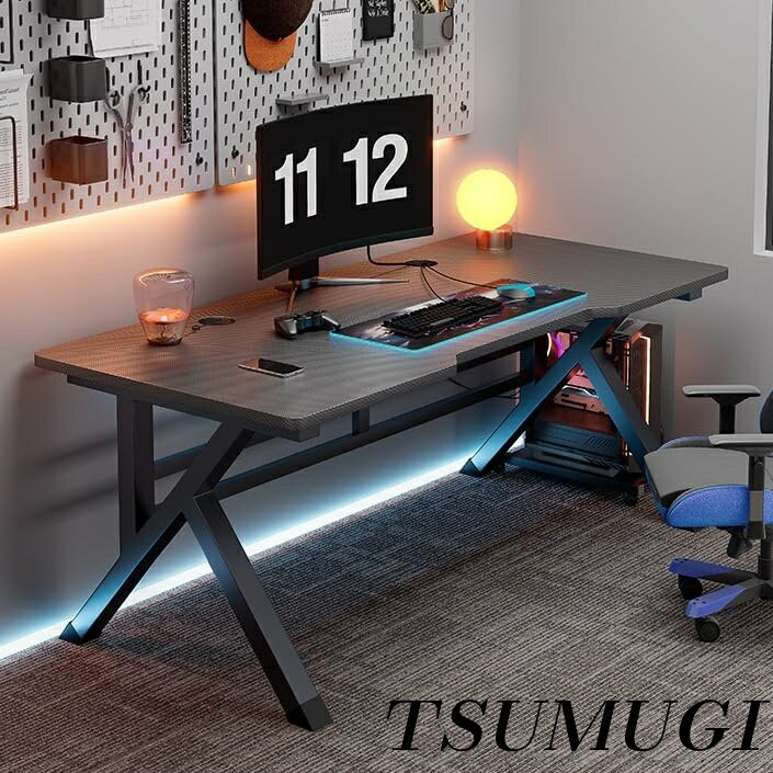 【まとめ買いで最大500円OFFクーポン!】【送料無料】モニターアーム対応 ゲームデスク PCデスク パソコンデスク 組立簡単 K字フレーム (ブラック SZ06（80×60CM))