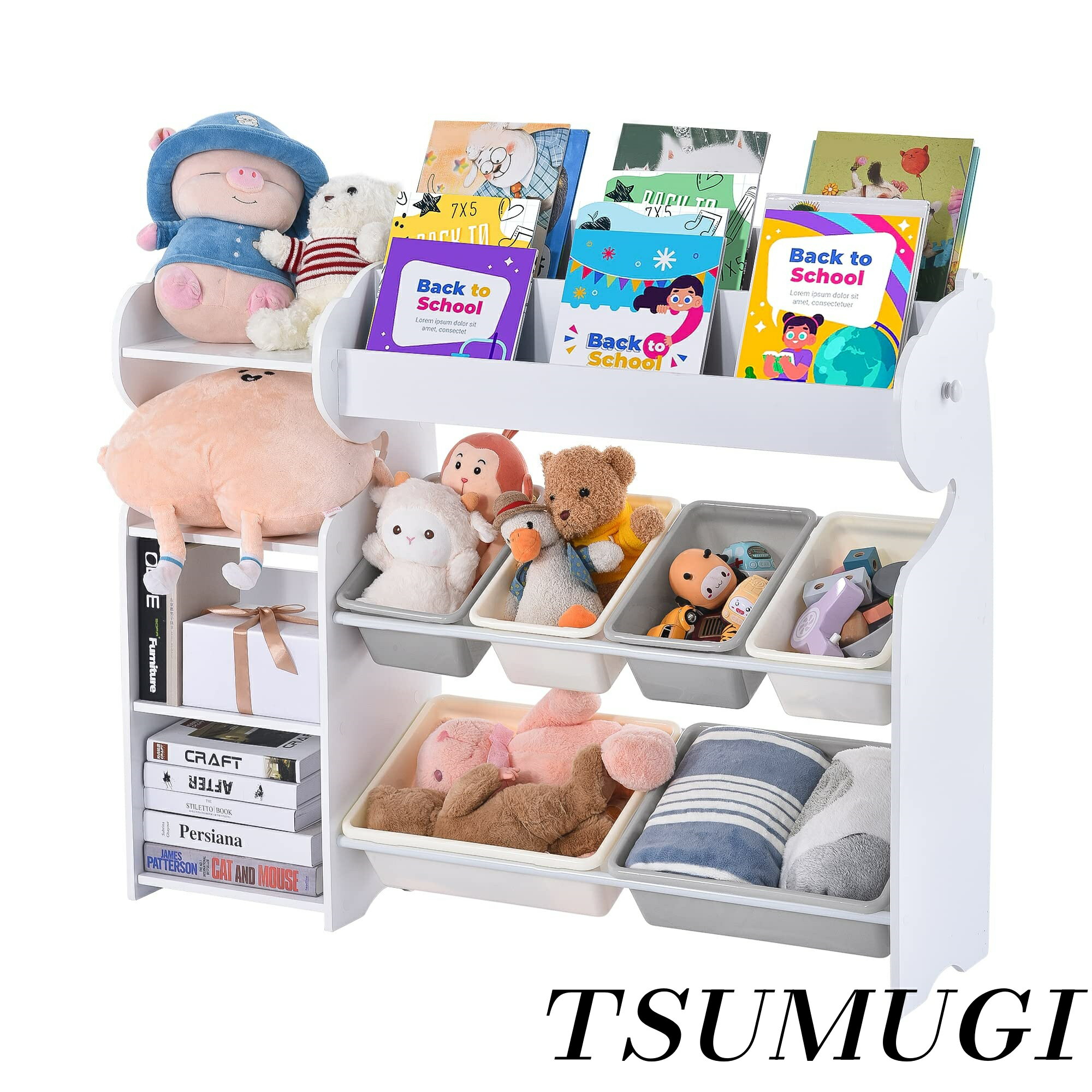 【まとめ買いで最大500円OFFクーポン!】【送料無料】絵本ラック 収納棚 本箱 引き出し6杯 絵本棚 収納..