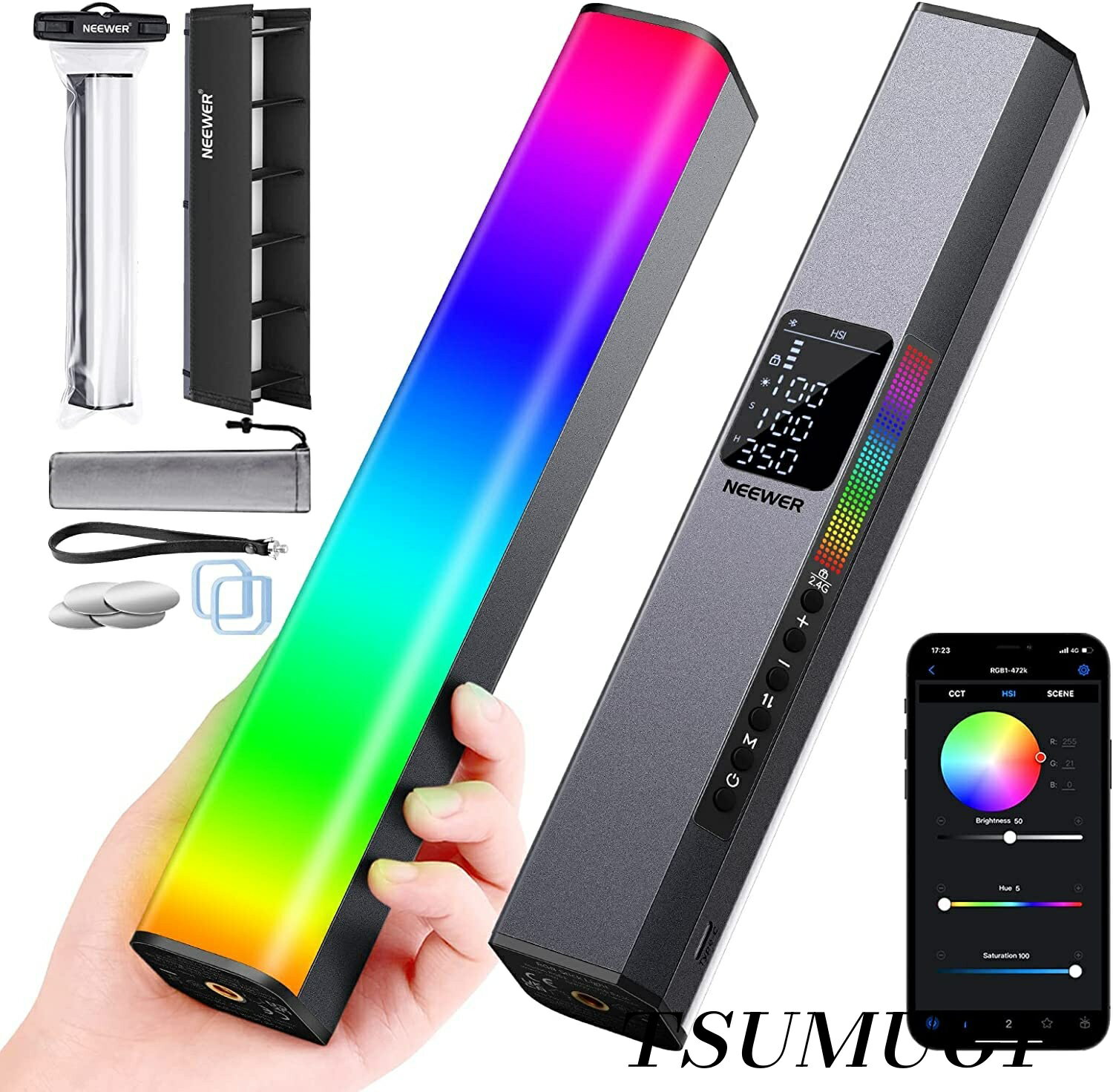 【まとめ買いで最大500円OFFクーポン!】【送料無料】RGB1 スティックライト マグネット式 チューブ型撮影用ライト タッチバーとアプリ制御 LEDビデオライト 磁気 ハンドヘルド 0-100%無段階調光 色温度3200K-5600K CRI98+ 360°RGBフルカラー 6400mAhバッテリー内蔵 17種FX光