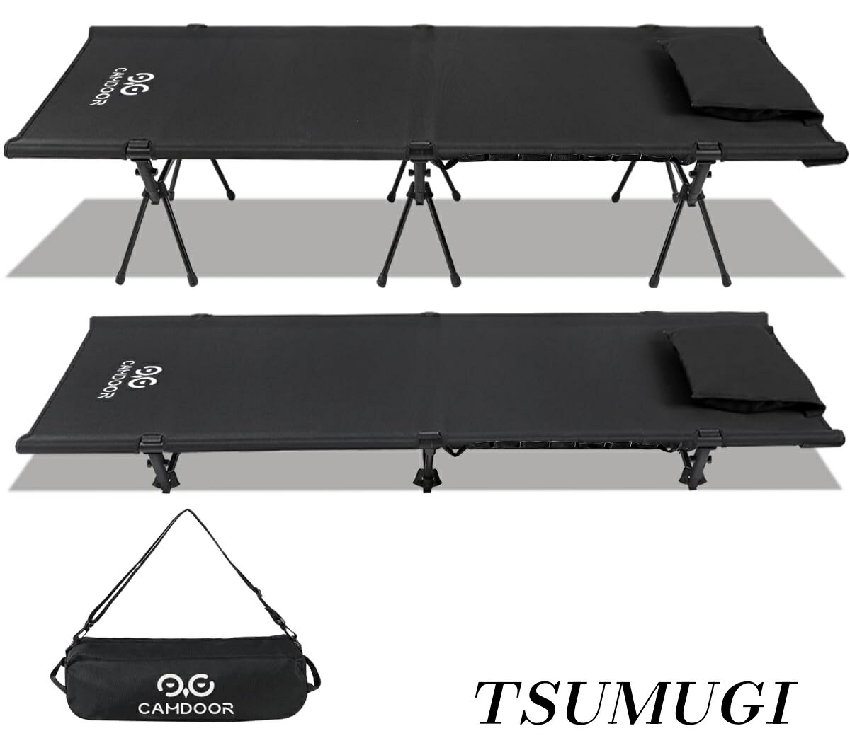 【まとめ買いで最大500円OFFクーポン!】【送料無料】キャンプ 2way CAMDOOR【高密度1000Dオックスフォード&枕カバー付き】150KG高耐荷重 キャンプ コット ワイド 軽量 ハイ/ロー切替可能 小物収納 静音 通気性 撥水 仮眠 野外 釣り 防災 応急用 自宅用 収納バッグ付き