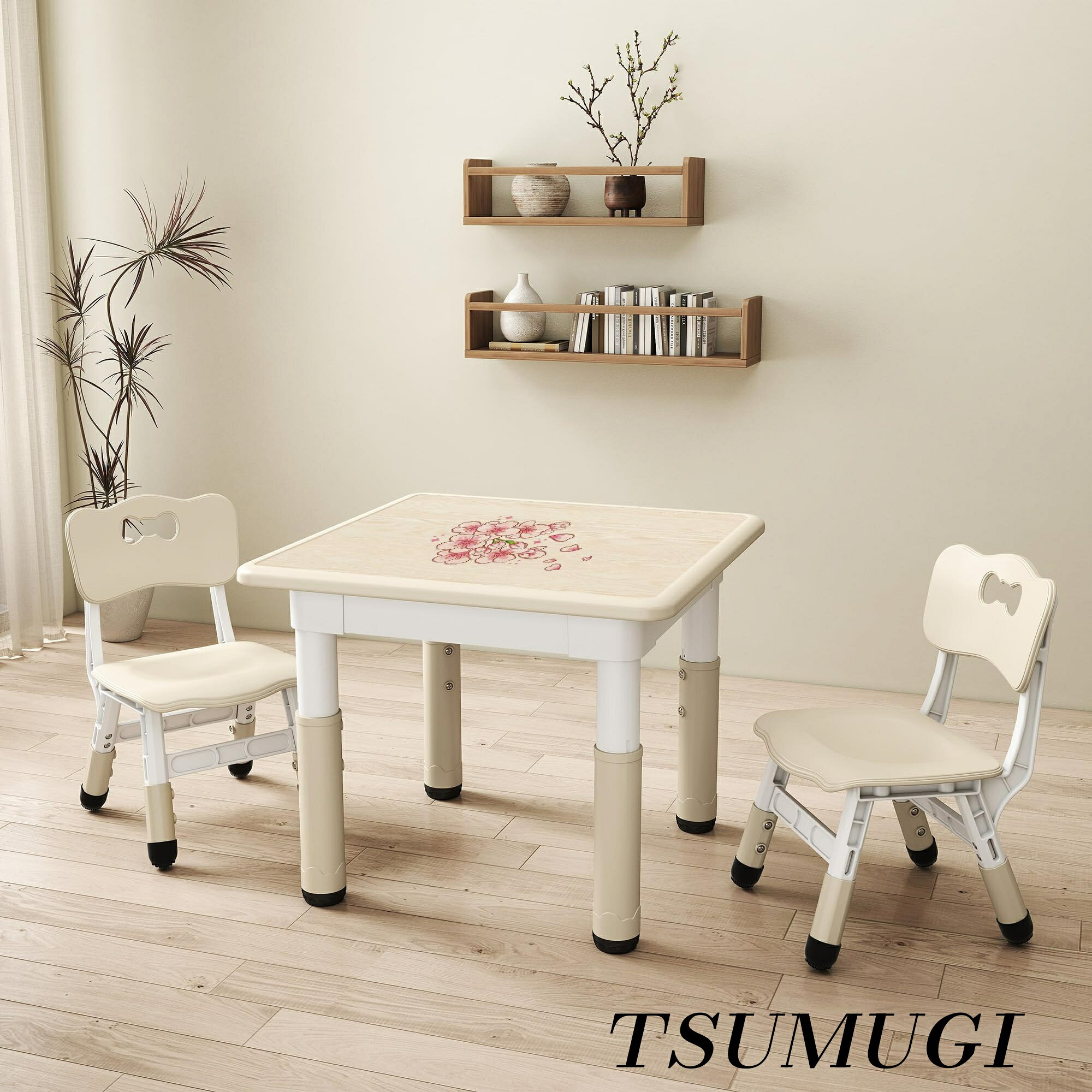 【まとめ買いで最大500円OFFクーポン!】【送料無料】高さ調節可能 プラスチック子供机 アクティビティ子供用テーブル椅子セット 絵を描く/学習/食事 デスクセット 家庭/保育園/幼稚園用 最大荷重200 KG