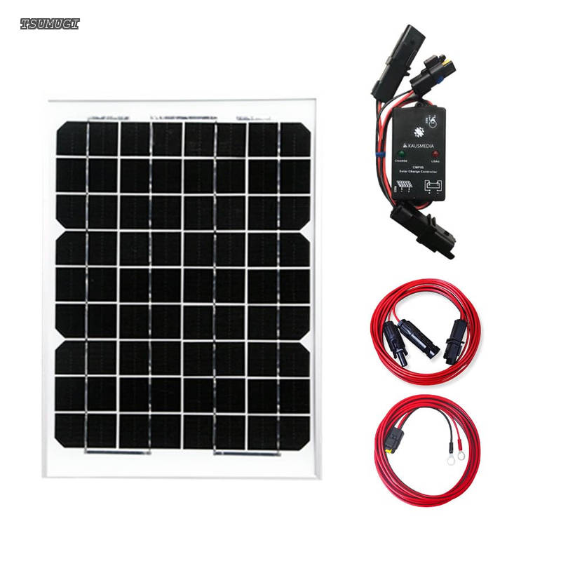 【送料無料】バッテリー充電 10W ソーラーパネル ソーラー 発電 充電 セット 5A チャージコントローラー 蓄電 チャージャー 防水 車 バイク 電気柵 ボート エレキ 維持充電 発電蓄電 キット
