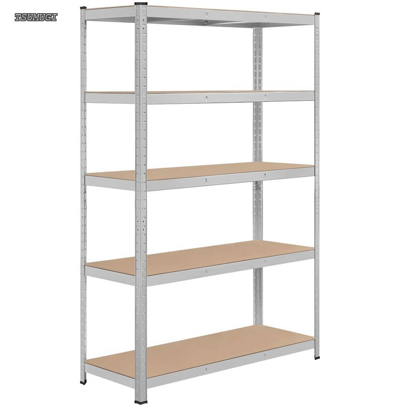 【送料無料】キッチンラック スチールラック 120x45x180cm 5段 メタルラック ステンレスラック オープンシェルフ 収納棚 収納ラック 幅120 耐荷重875kg 高さ調節可 防サビ加工 ネジなし 組立簡単 キッチン 物置 倉庫 ガレージ ゴム製キャップ付き 手袋付き シルバー