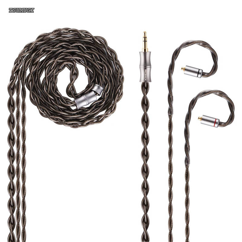 DuskSky イヤホンリケーブル アップグレードケーブル MMCX 3.5mm 6N純銀が入った 五つの材質の混合 hifiリケーブル ダークグレー 交換用 イヤモニ 音質改善 金属製コネクタ 着脱式 1.2m DIY (3.5mm MMCX)