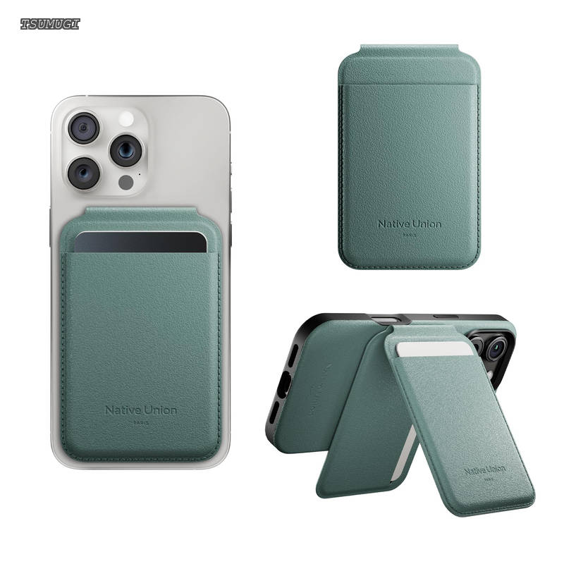 樂天商城 - 【送料無料】Union] Active ウォレット スタンド | Magnetic ? MagSafeカードホルダー付きスタンド iPhone 17 16 15 14 13 12用 ? 非常に安全で超スリム ? 4枚のカードを収納 ? 耐久性とリサイクル素材（スレートグリーン）