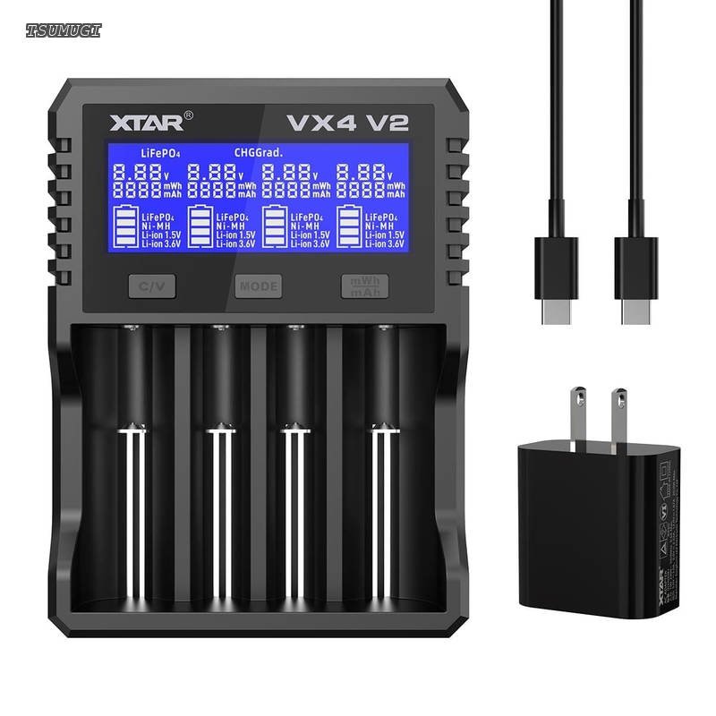送料無料 VX4 V2電池充電器 単三・単四 1.5Vリチウム電池/1.2Vニッケル水素/3.6V /3.7V Li-i…