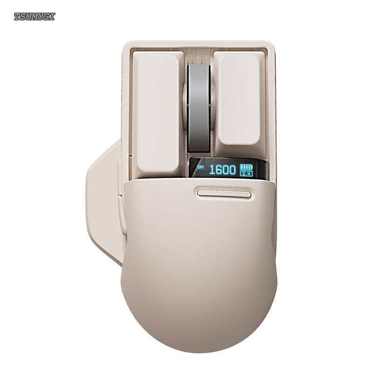 【送料無料】Touch PBT ワイヤレスマウス（豆腐ピンク）充電式/USBレシーバー・Bluetooth・有線3モード/4000DPI・OLEDスクリーン搭載/..