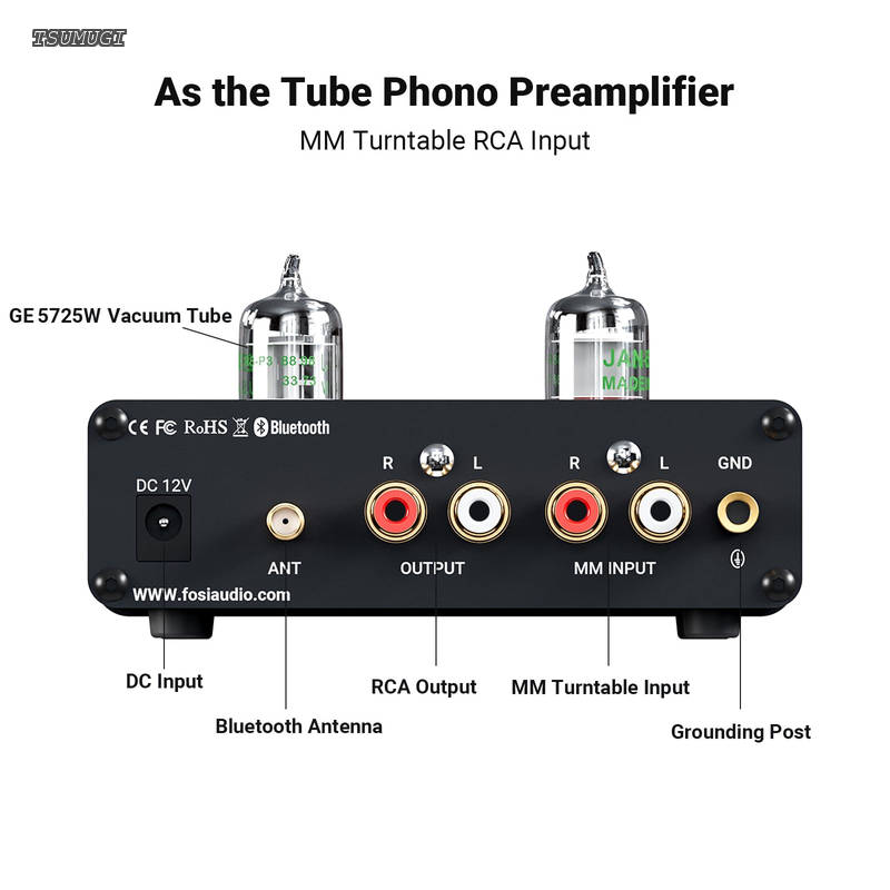【送料無料】Audio BOX X3 フォノ 6J1真空管プリアンプ MMフォノグラフ用ターンテーブルプリアンプ Bluetooth 5.0 ミニ ステレオ Hi-Fi プリアンプ ホームオーディオシステムに最適（電源付き） tsumugi33-10042896 つむぎハウス サンプル画像2