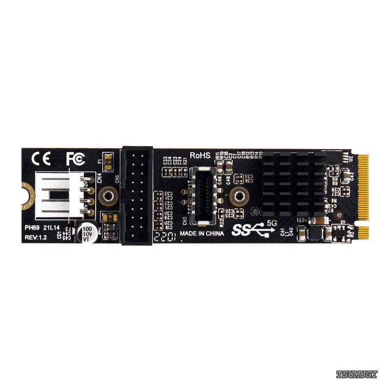 【送料無料】5Gbps Type-E USB3.1フロントパネルソケットおよびUSB2.0からNVMENGFF M-KeyExpressカードVL805マザーボード用アダプター