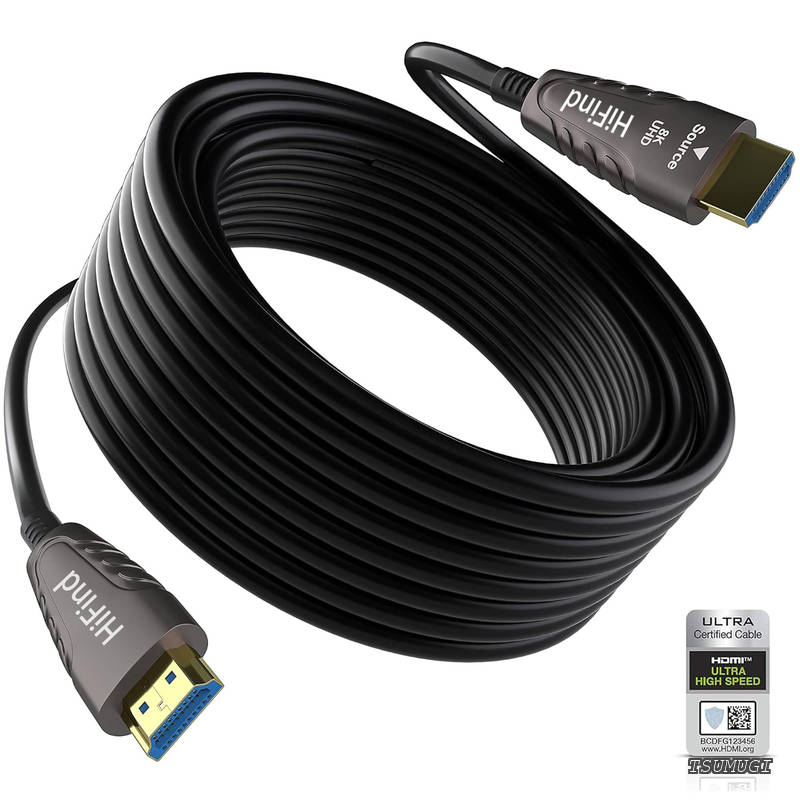 【送料無料】光ファイバーHDMI Ver2.1ケーブル Ultra High Speed 認証取得 8K@60HZ/4K/120HZ 48Gbps超高速 スリム hdmi2.0/1.4/1.3と互..