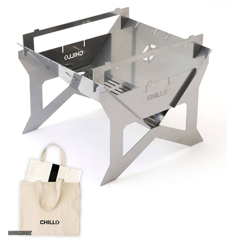 整套假发 - 【送料無料】（ チロ ） 焚き火台 [B4-PLATE] スターターセット 2-4人用 ステンレス 五徳付き 収納バッグ付