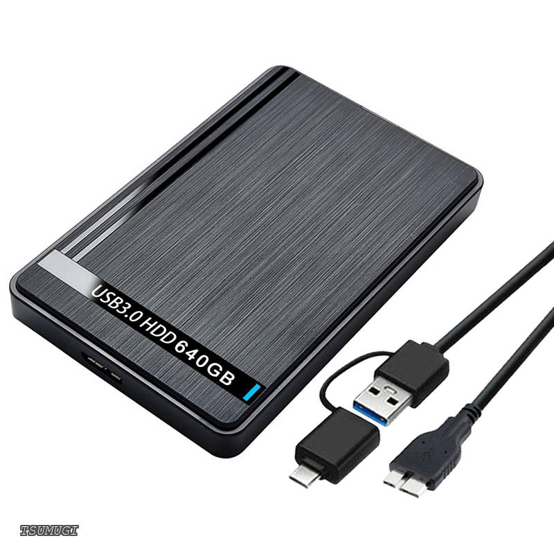 【送料無料】USB3.0 Type C HDD 2in1外付け ハードディスク 2.5インチ機械式 超薄型 ポータブルHDD ノートパソコン/PC/TV/Mac/PS4/XBox対応 テレビ録画 (黒) (ブラック 500 GB)