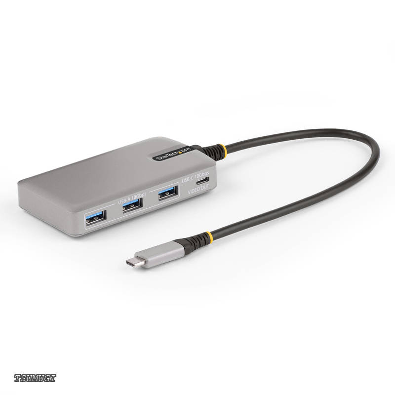 USB-Cハブ／4ポート／USB 3.2 Gen 1（10Gbps） ／3x USB-A + 1x USB-C／4K60Hz DP Altモード対応／100W Power Deliveryパススルー／30cm一体型ケーブル／モバイルモニター 映像出力／ハイスピード PD USBCハブ HB31C3A1CDPPD3