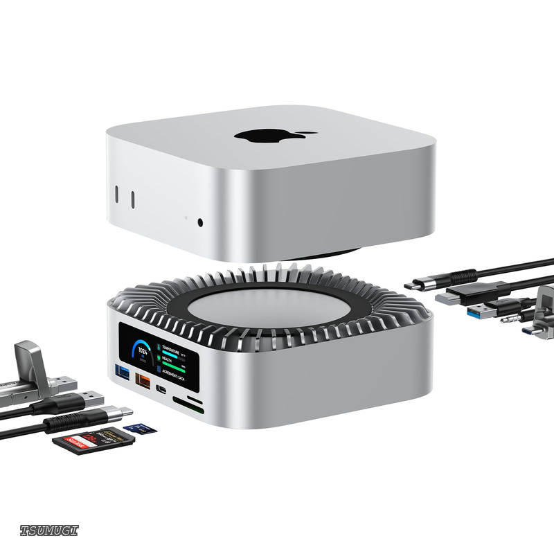 【送料無料】Mac Mini M4 対応ハブ 高精細UI RayCue USB-Cハブ 10-in-1 -NVMe SSD拡張機能搭載 HDMI 4K 60Hz USB-Cデータポート Micro/SDカードスロット USB-A(10/5Gbps) ヘッドホンジャックポート 2024年Mac Mini M4/M4 pro用
